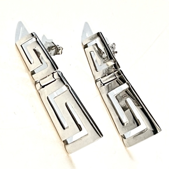 Vintage Sterling Silver Versace Hinge Earrings - Picture 3 of 7
